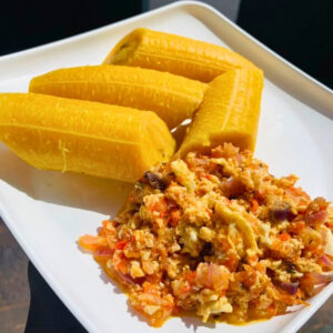 boiled plantain and eggs